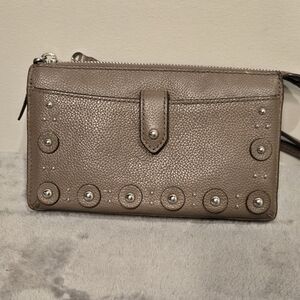Kate Spade Alegra Larchmont Avenue Studded Crossbody Purse Clutch Wallet Brown